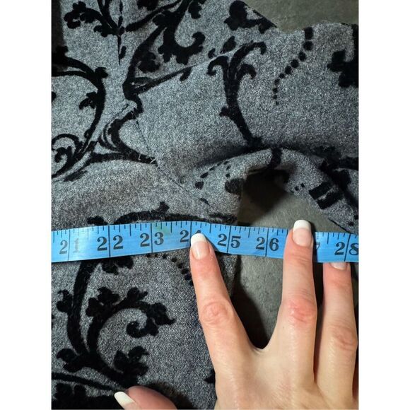 COLDWATER CREEK Ornate Gray/Black Flocked Boiled Wool 3/4 Sleeve Jacket Size XL - Picture 8 of 8